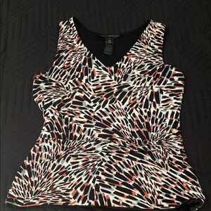 White House Black Market Fitted Graphic Tank Top multi color